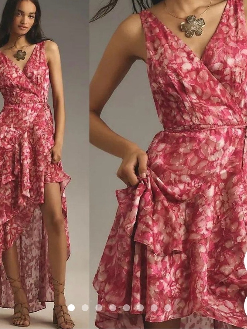 Hutch Pink Floral High-Low Wrap Dress